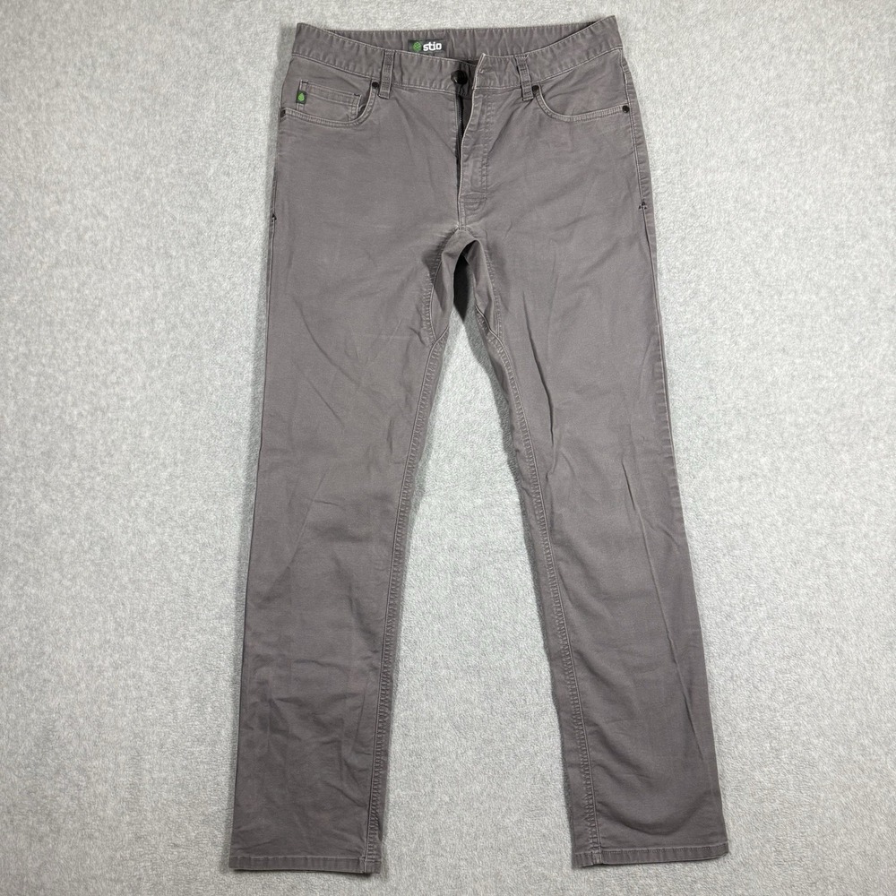 Stio Rivet Pants Men 32x33 Gray Straight Canvas Stretch Casual Hiking Outdoors